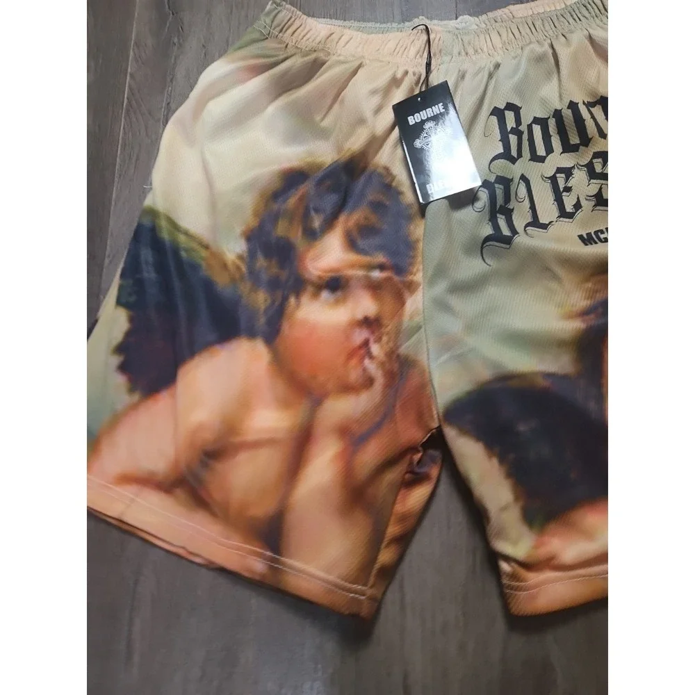 BOURNE BLESSED Angels All Over Print‎ Mens 2XL Shorts W/liner New With Tags 1329